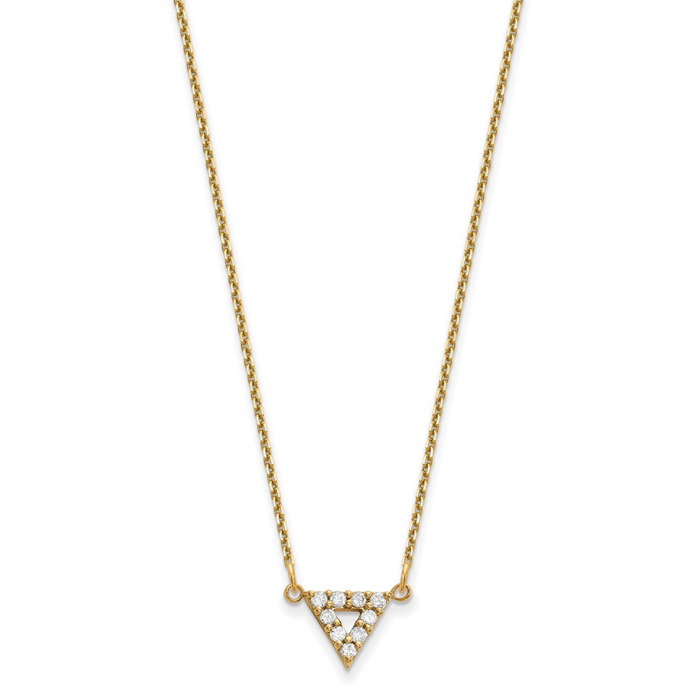 14K Yellow Gold VS Quality Real Diamond 9mm Triangle Necklace