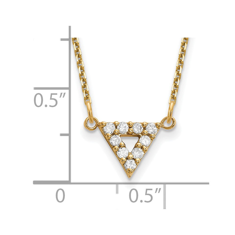 14K Yellow Gold VS Quality Real Diamond 9mm Triangle Necklace