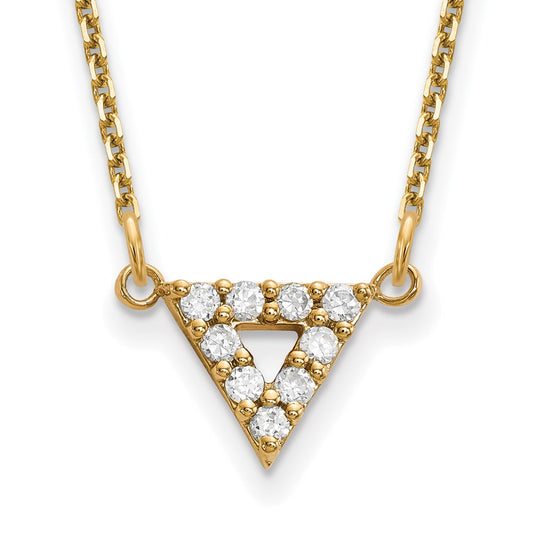 14K Yellow Gold VS Quality Real Diamond 9mm Triangle Necklace