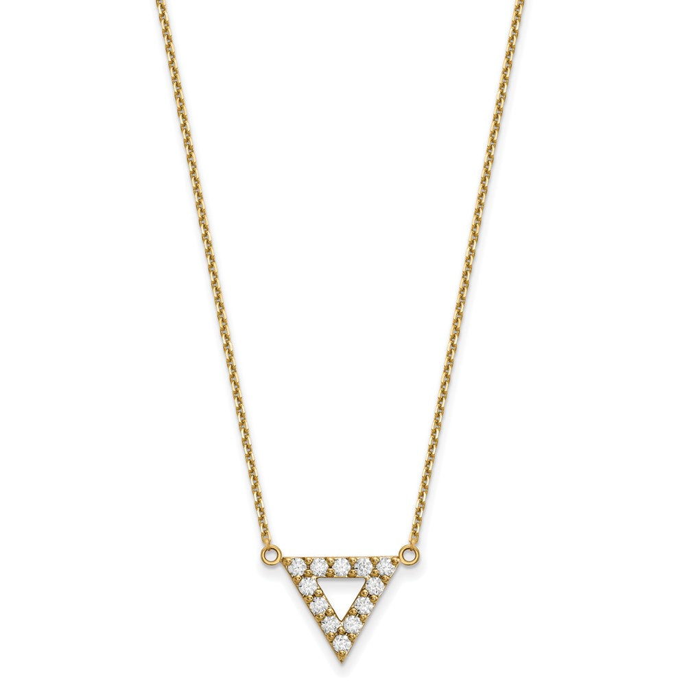 14K Yellow Gold VS Quality Real Diamond 13mm Triangle Necklace