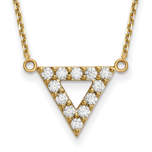 14K Yellow Gold VS Quality Real Diamond 13mm Triangle Necklace