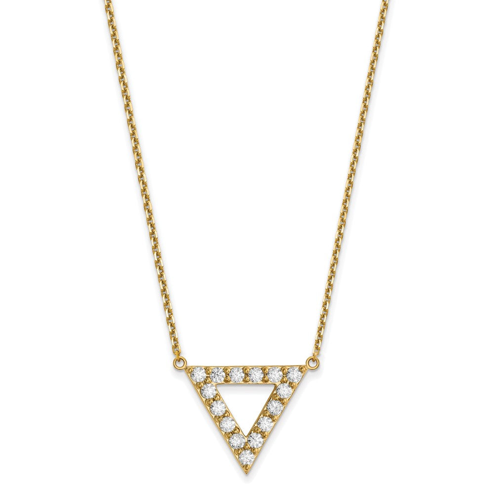 14K Yellow Gold VS Quality Real Diamond 20mm Triangle Necklace