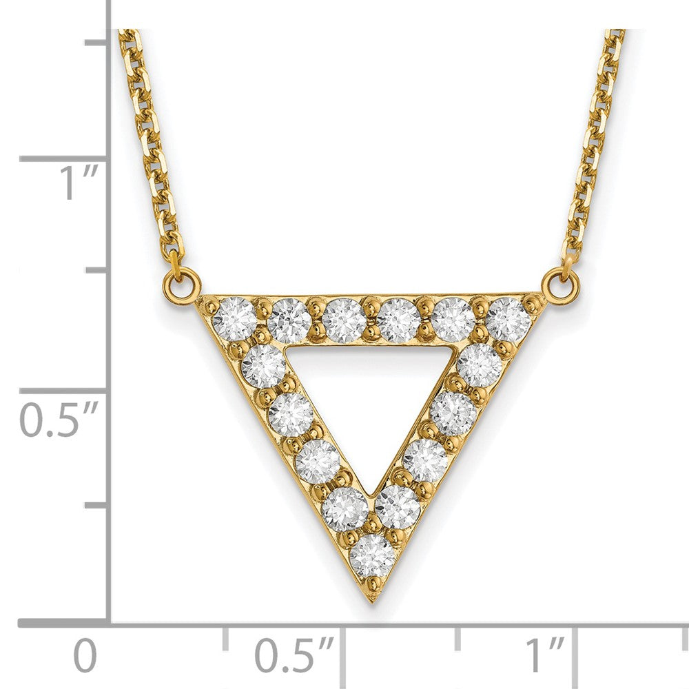 14K Yellow Gold VS Quality Real Diamond 20mm Triangle Necklace