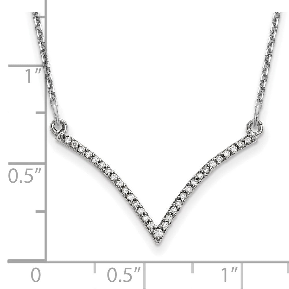 14k White Gold Real Diamond V Necklace