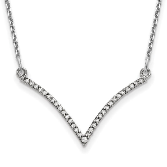 14k white gold real diamond v necklace xp5028wa