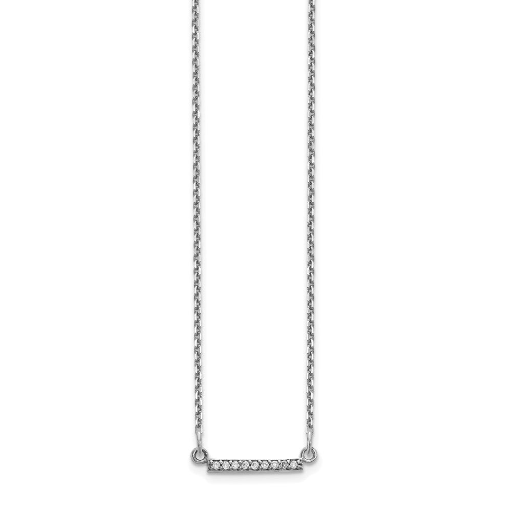 14k White Gold Real Diamond Tiny Bar Necklace