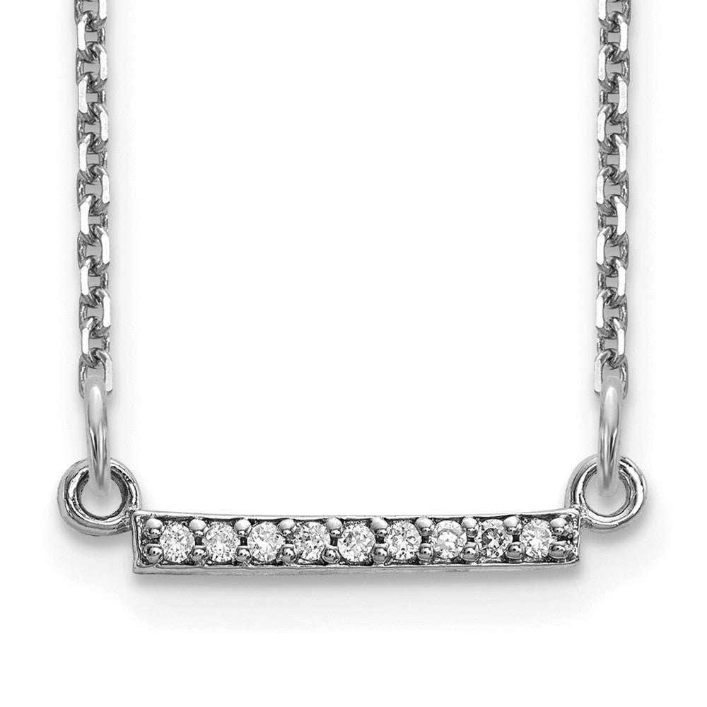 14k White Gold Real Diamond Tiny Bar Necklace