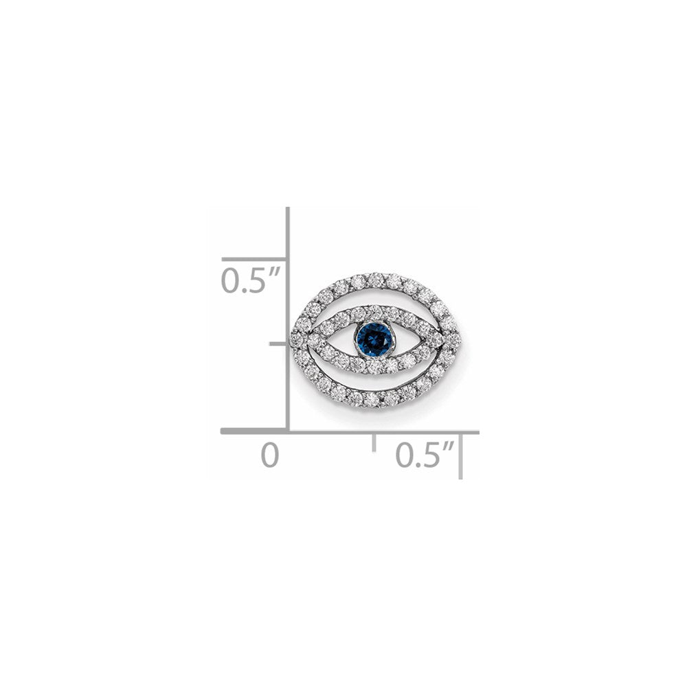 14k White Gold Small Diamond and Sapphire Halo Evil Eye Pendant