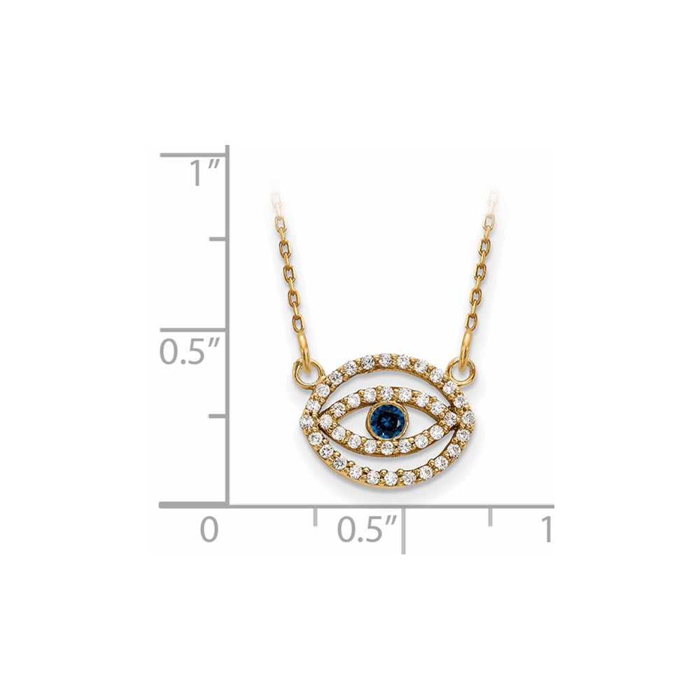 14k yellow gold small real diamond and sapphire gold halo evil eye necklace xp5036s aaa