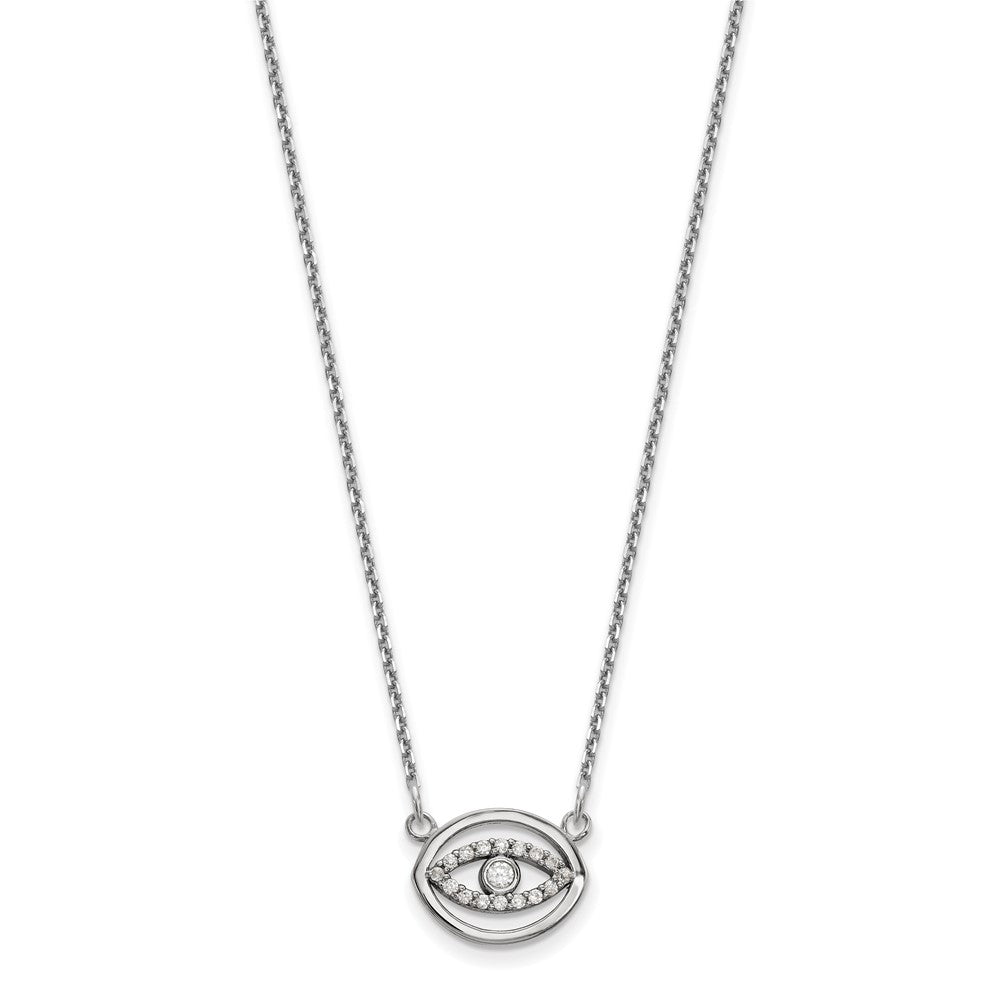 14k white gold small real diamond gold halo evil eye necklace xp5038wvs