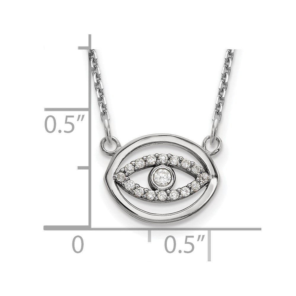 14k White Gold Small Real Diamond Gold Halo Evil Eye Necklace