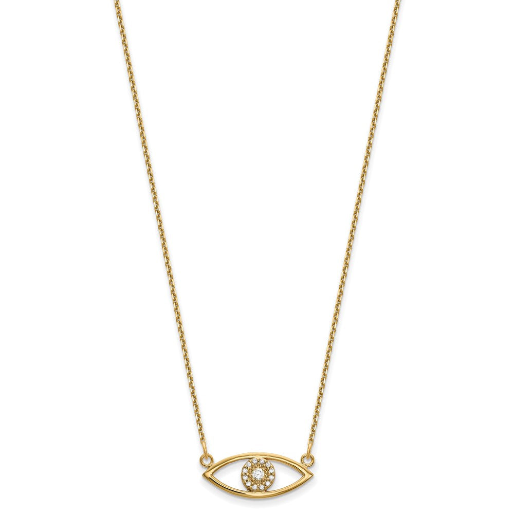 14k yellow gold small real diamond evil eye necklace xp5046vs