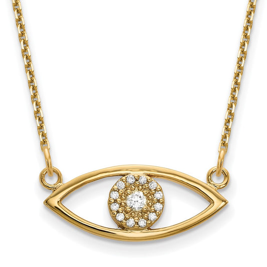 14k yellow gold small real diamond evil eye necklace xp5046aa