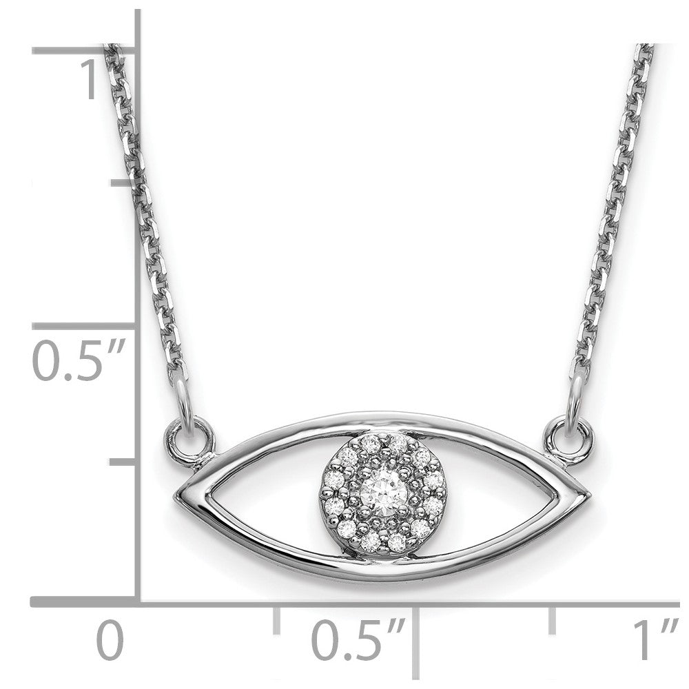 14k white gold small real diamond evil eye necklace xp5046waaa