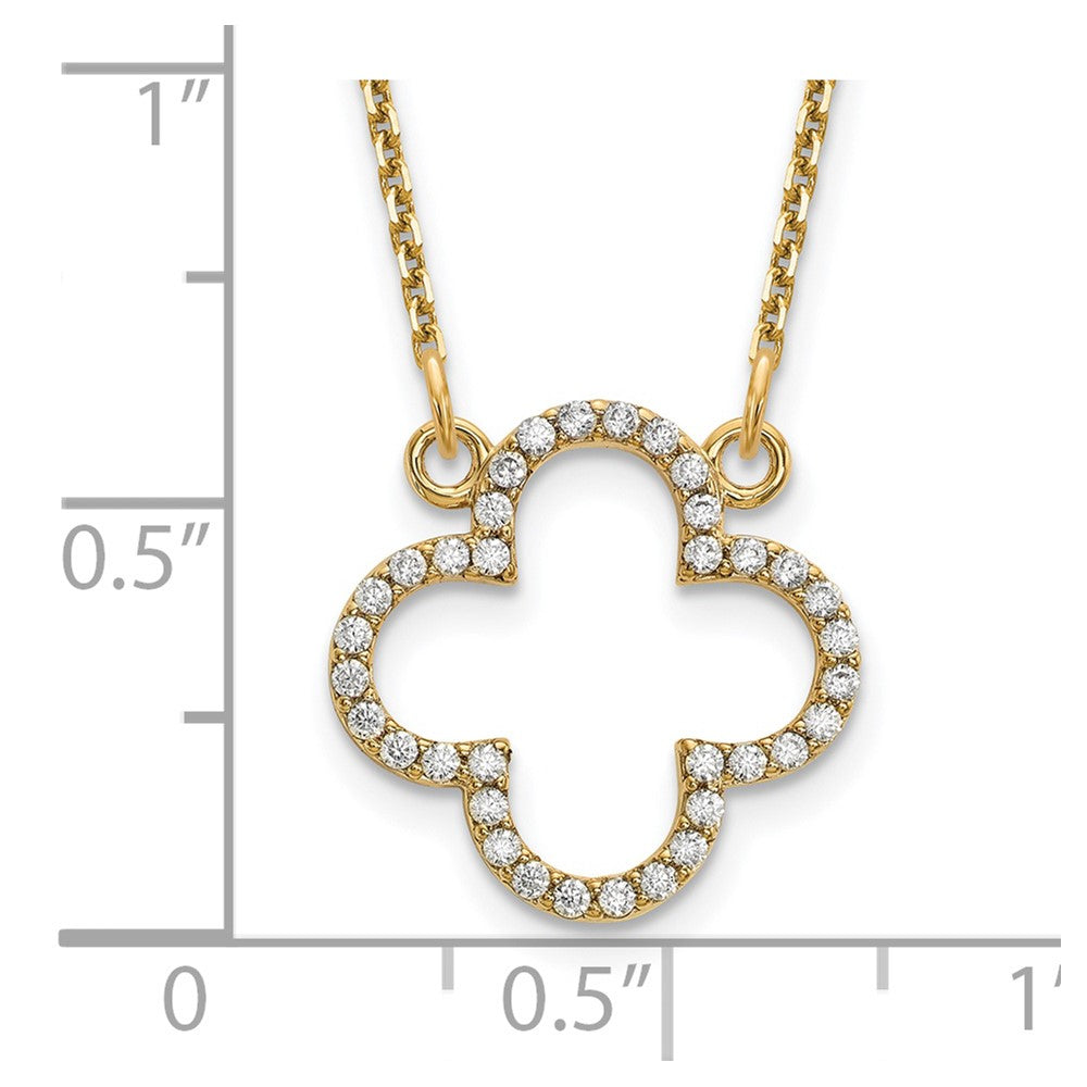 14k yellow gold small real diamond quatrefoil design necklace xp5050aa