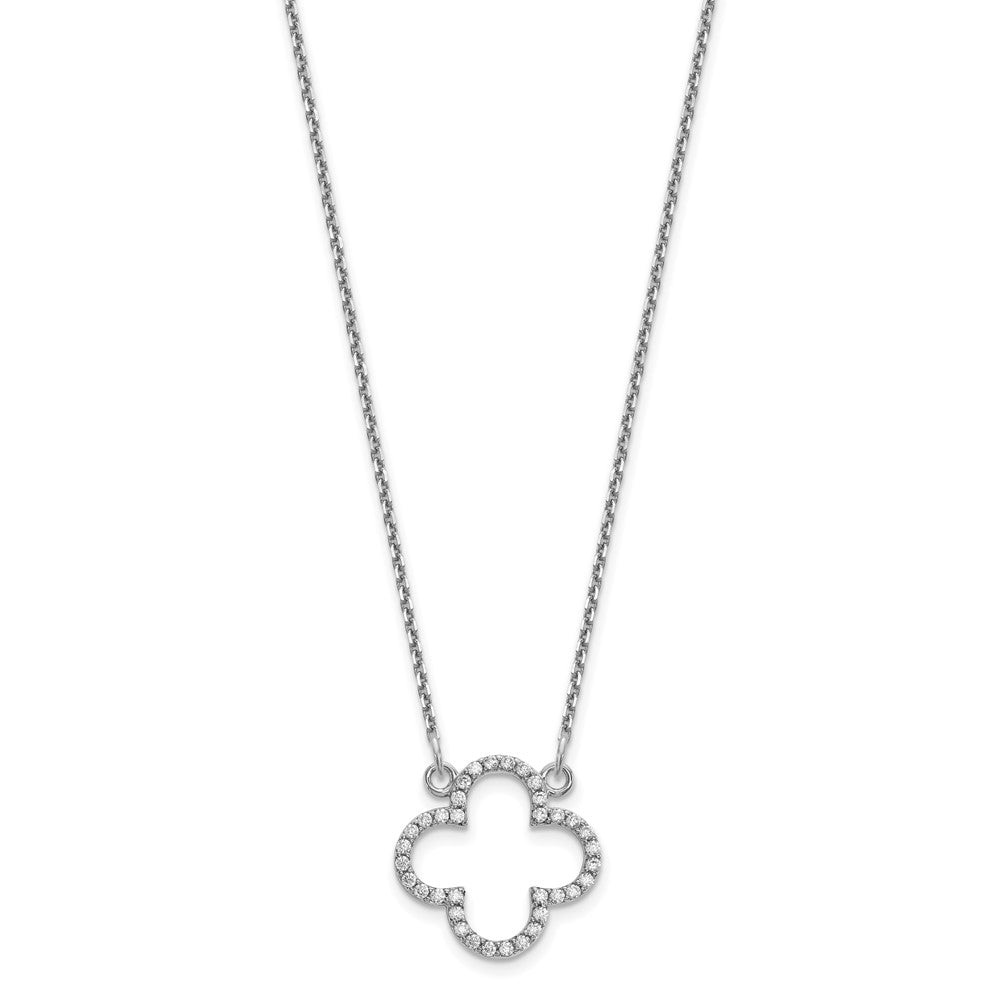 14k white gold small real diamond quatrefoil design necklace xp5050waa