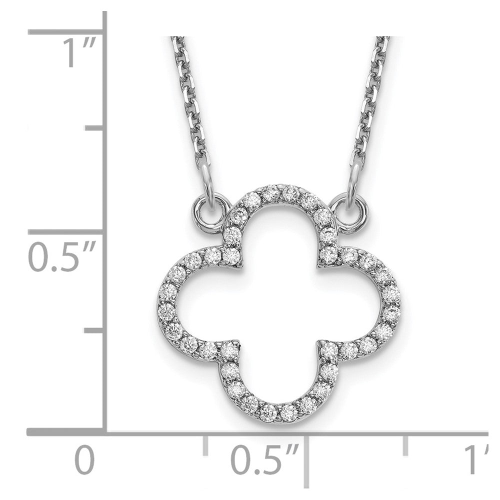 14k white gold small real diamond quatrefoil design necklace xp5050waa