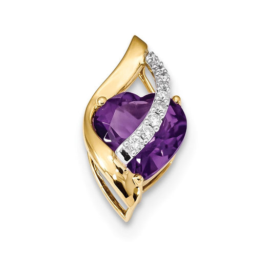 14k Two tone Diamond and Amethyst Chain Slide