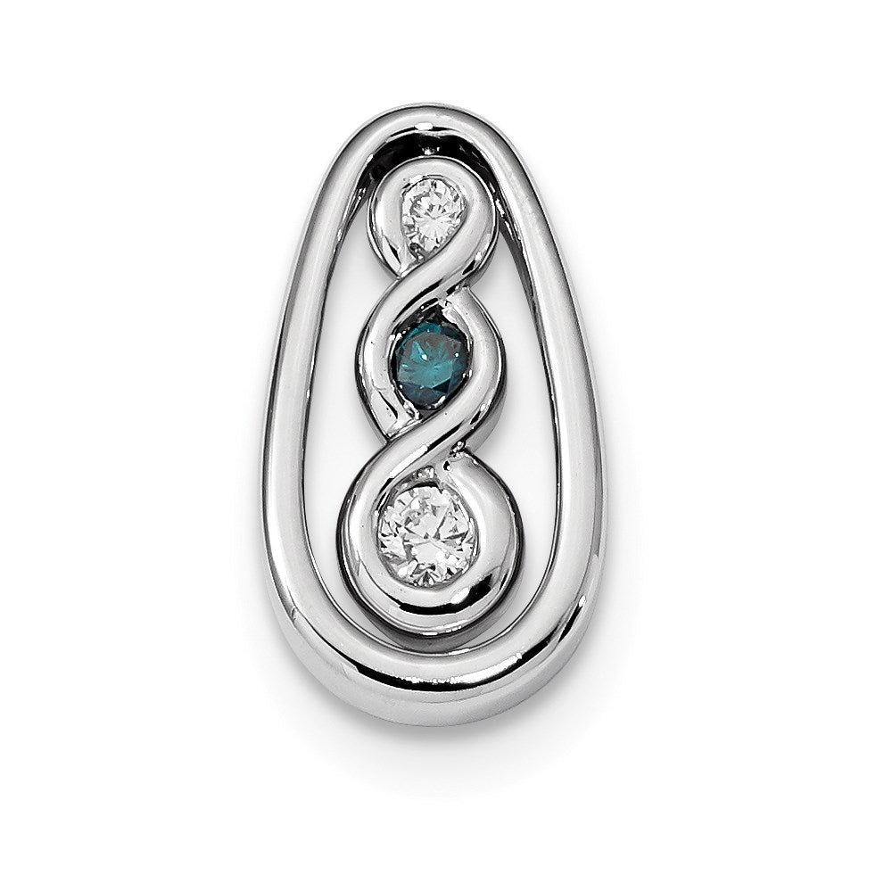 14k White Gold Blue/White Real Diamond Slide Pendant