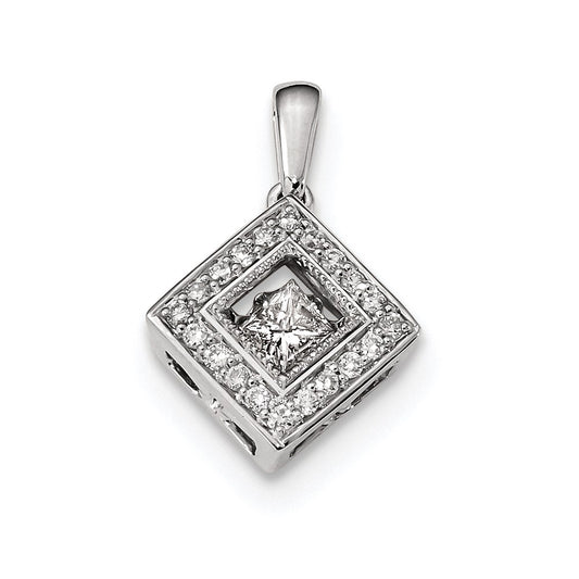 14k White Gold Vibrant Real Diamond Pendant