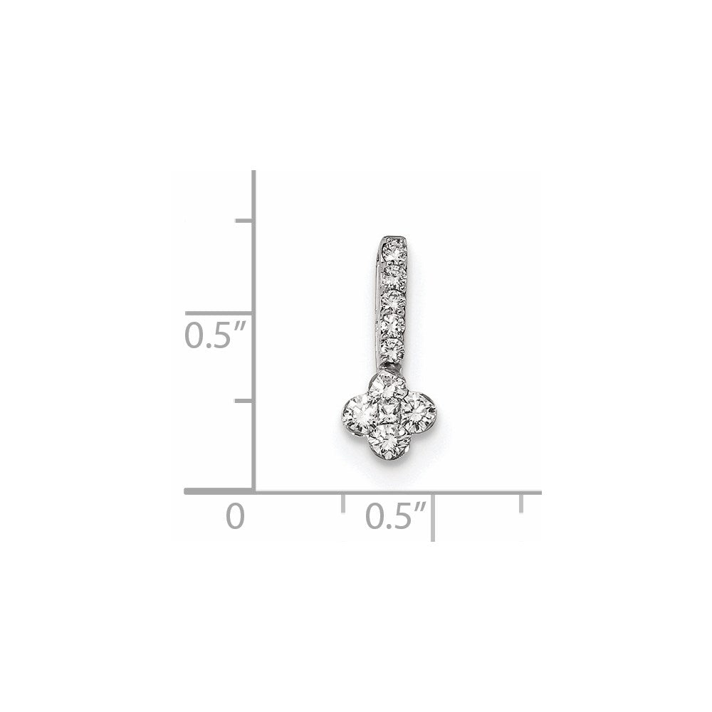 14k White Gold Real Diamond Slide Pendant