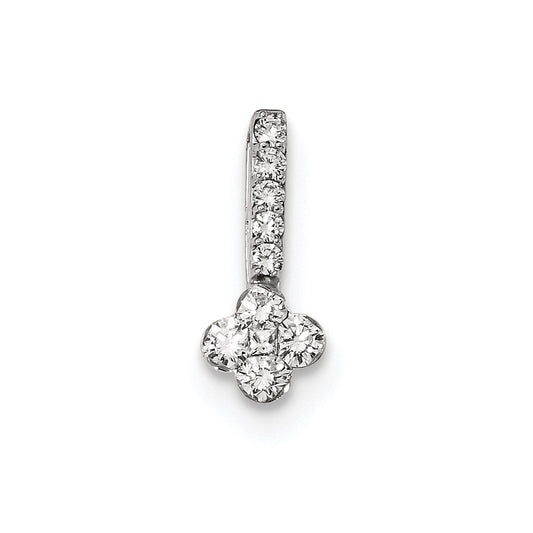 14k White Gold Real Diamond Slide Pendant