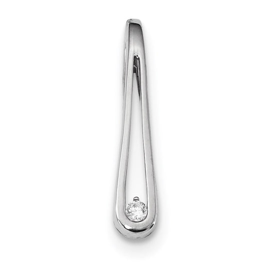 14k White Gold Real Diamond Slide Pendant