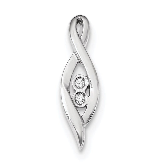 14k White Gold Real Diamond Slide Pendant