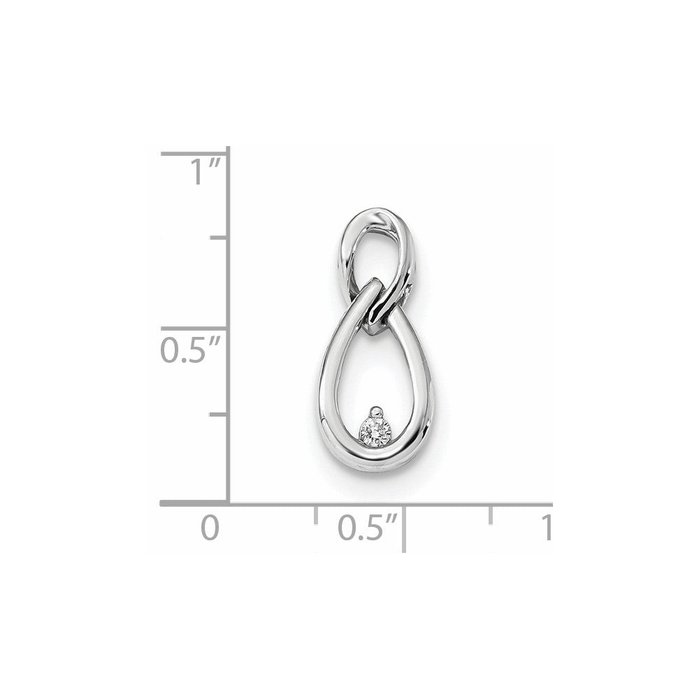 14k White Gold Real Diamond Slide Pendant