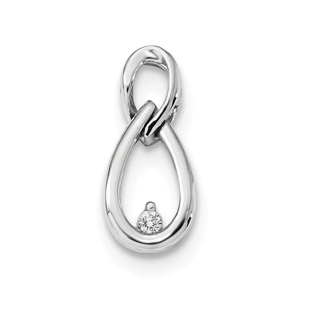 14k White Gold Real Diamond Slide Pendant