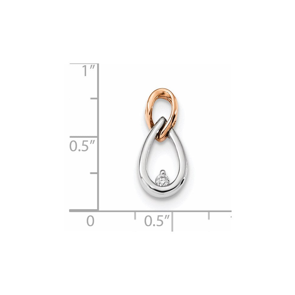 14k White/Rose Gold Real Diamond Slide Pendant