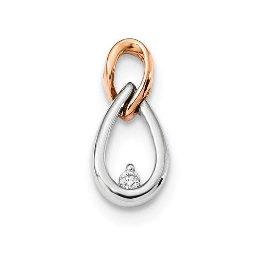 14k White/Rose Gold Real Diamond Slide Pendant