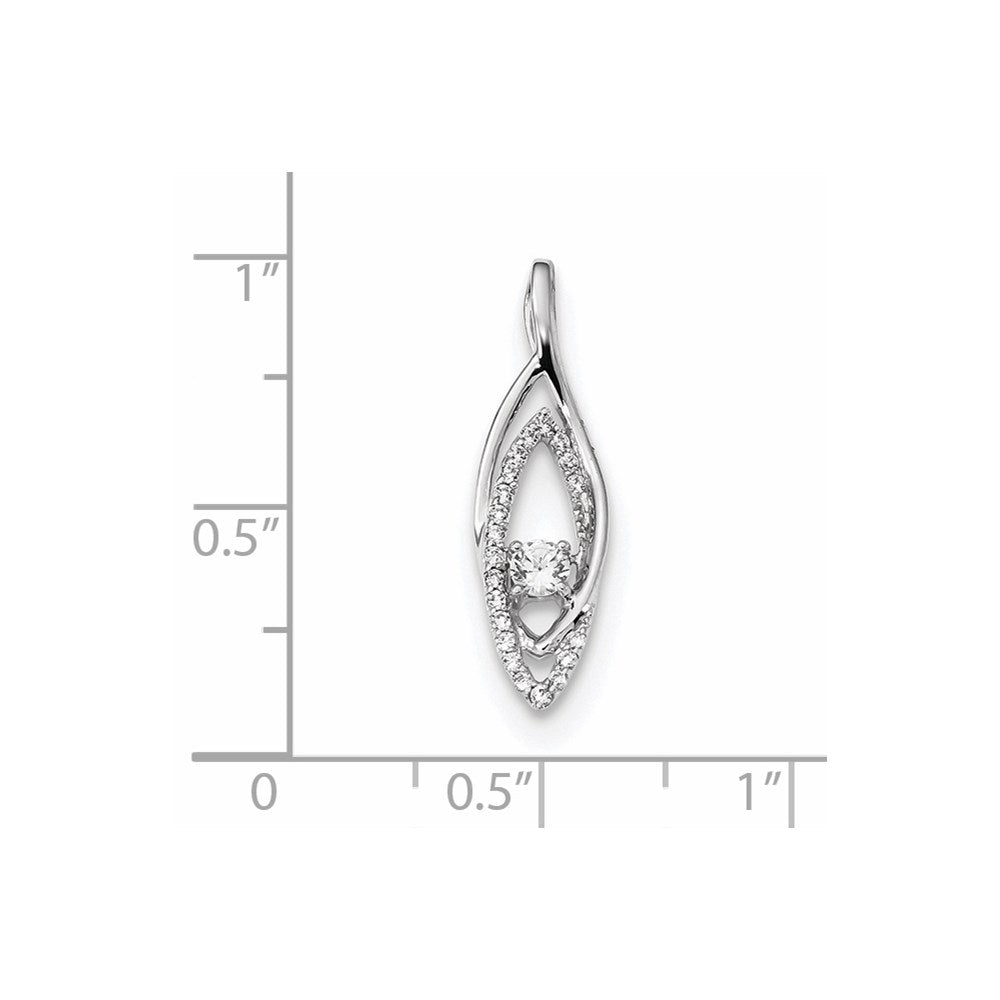 14k White Gold Real Diamond Slide Pendant