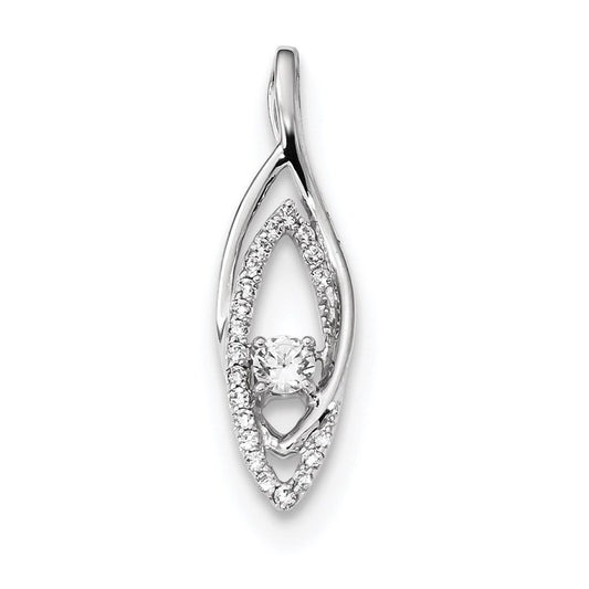 14k White Gold Real Diamond Slide Pendant