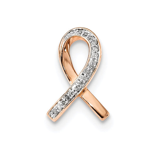 14k Rose Gold Real Diamond Slide Pendant