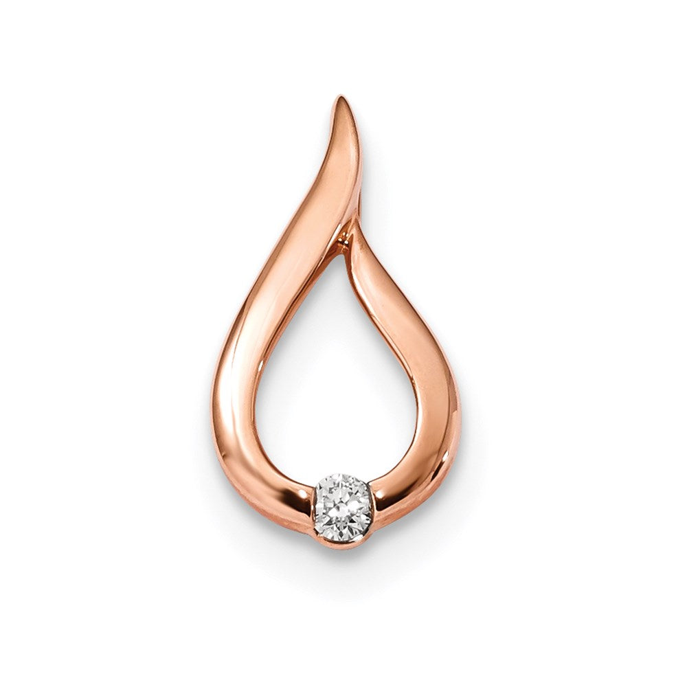 14k Rose Gold Real Diamond Slide Pendant