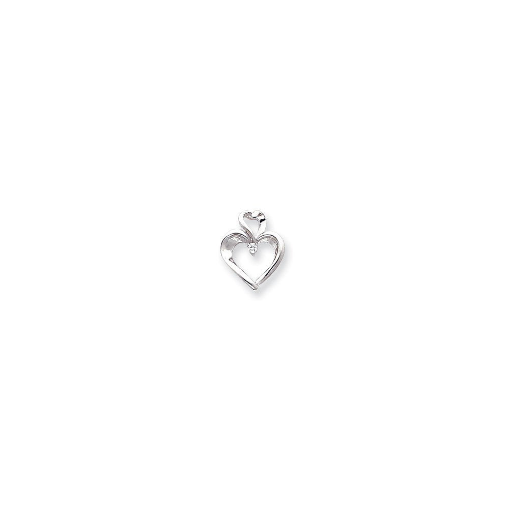 14k White Gold AAA Diamond heart pendant