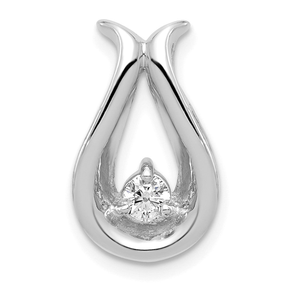 14k White Gold 3.4mm VS Diamond Teardrop Shape Chain Slide