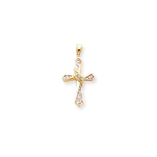 14k AAA Diamond cross pendant