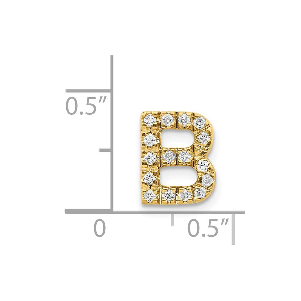 14K Yellow Gold Real Diamond Initial B Charm