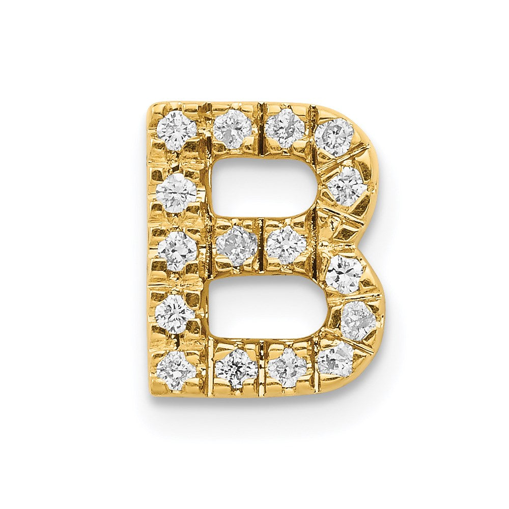 14K Yellow Gold Real Diamond Initial B Charm