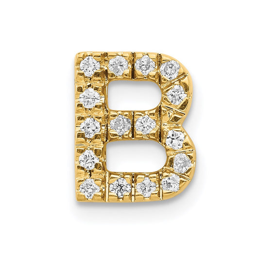 14K Yellow Gold Real Diamond Initial B Charm