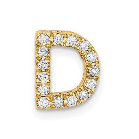 14K Yellow Gold Real Diamond Initial D Charm