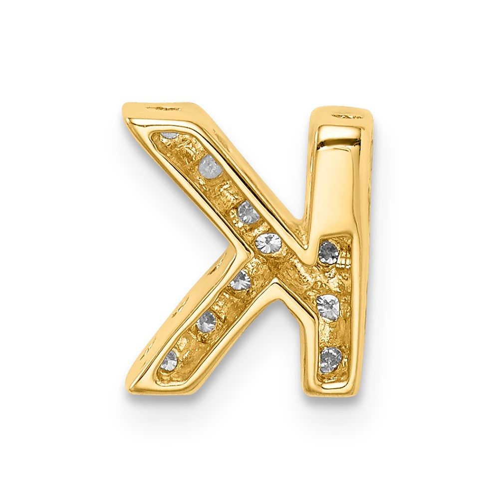 14K Yellow Gold Real Diamond Initial K Charm