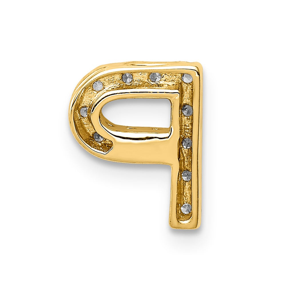 14K Yellow Gold Real Diamond Initial P Charm