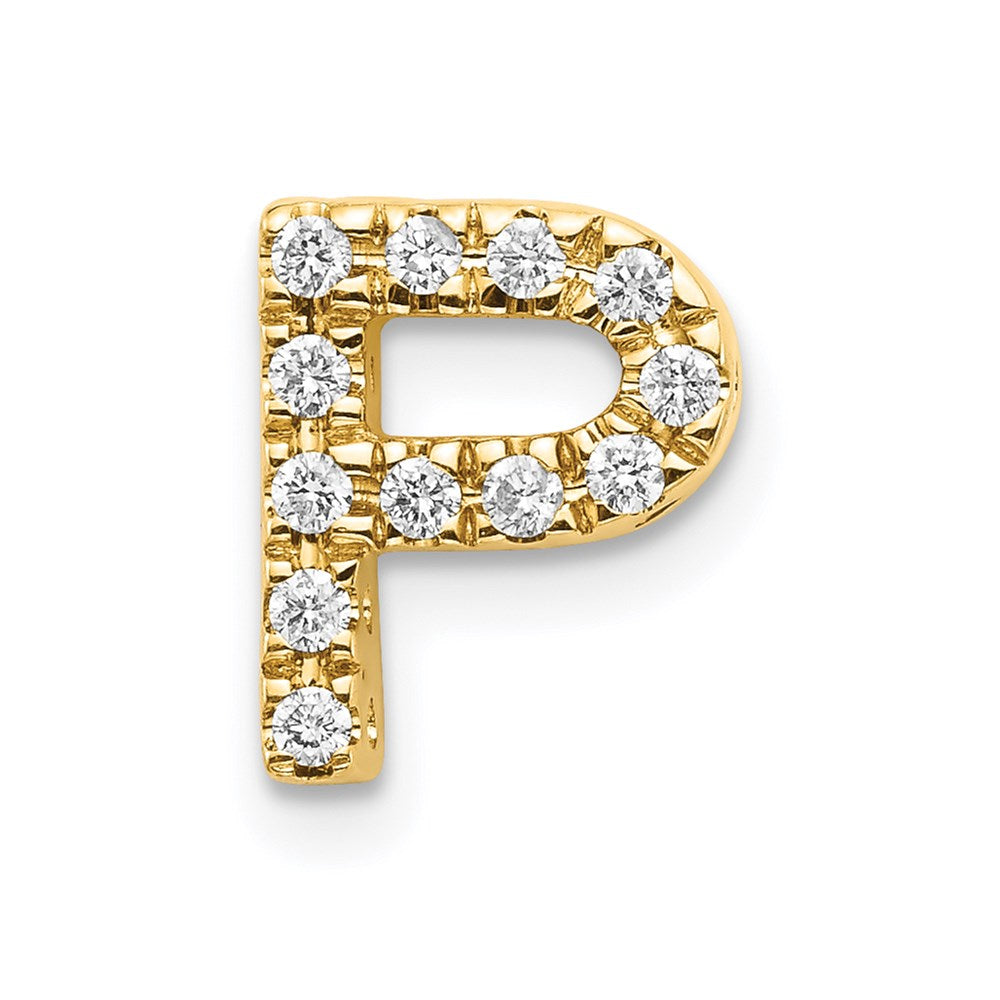 14K Yellow Gold Real Diamond Initial P Charm