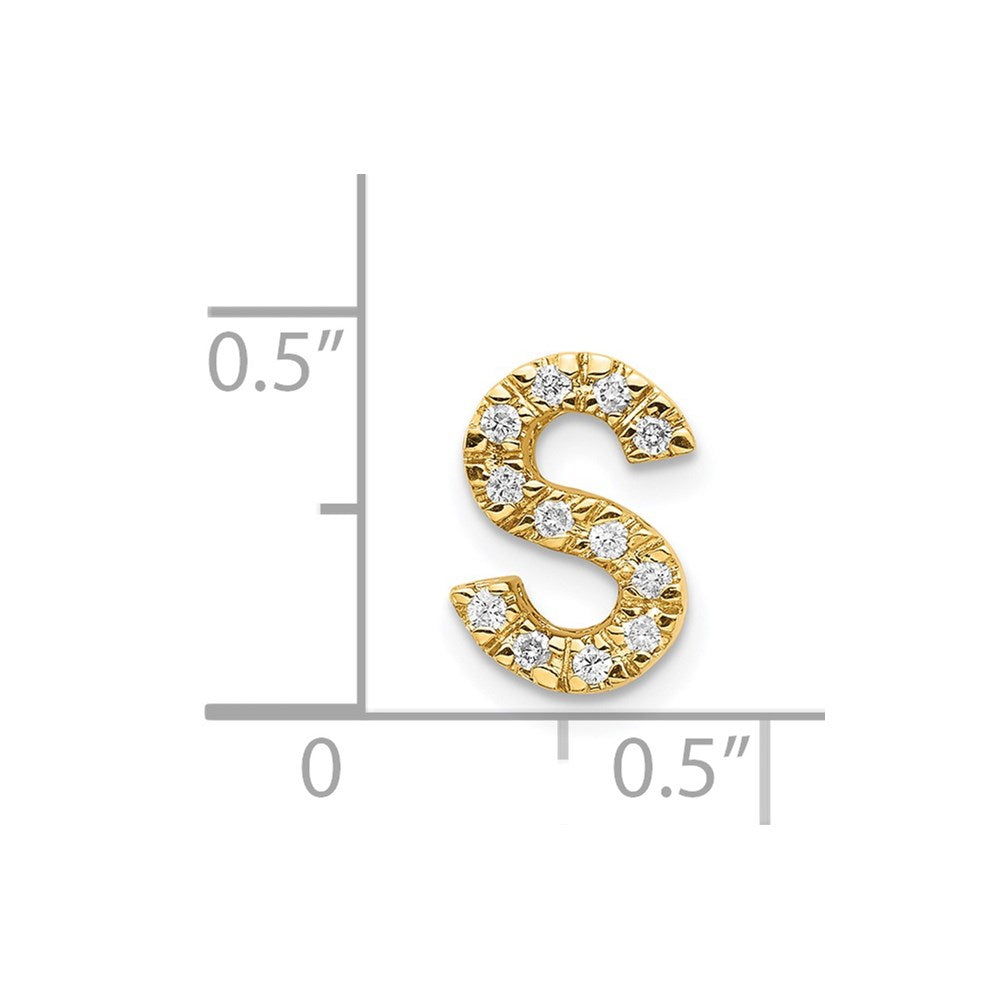 14K Yellow Gold Real Diamond Initial S Charm