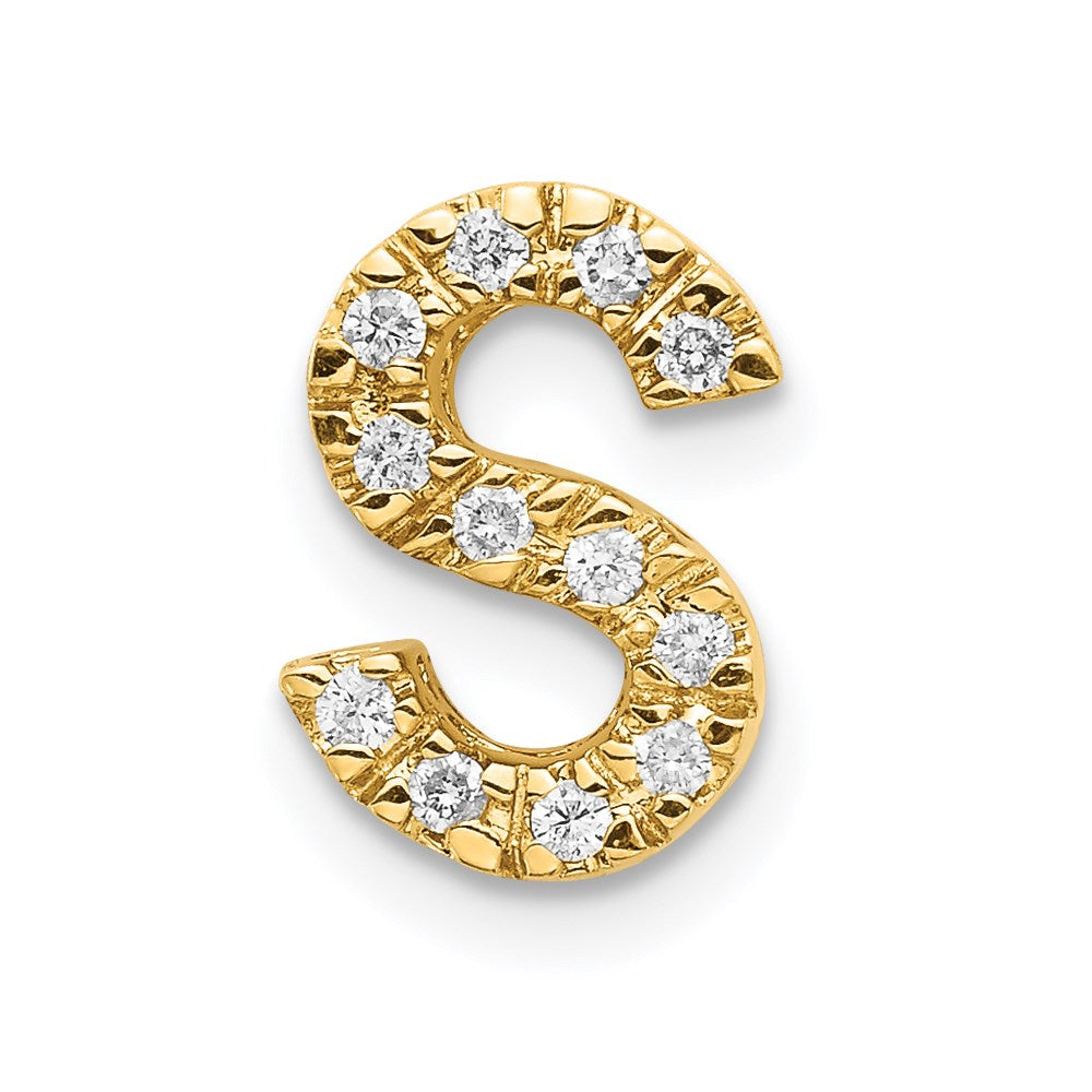 14K Yellow Gold Real Diamond Initial S Charm