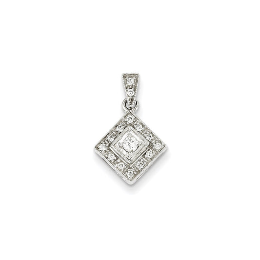 14k White Gold Real Diamond Vintage Pendant