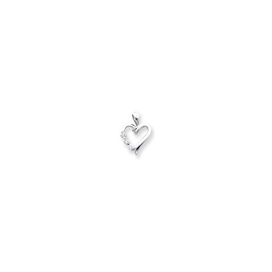 14k White Gold AAA Diamond heart pendant